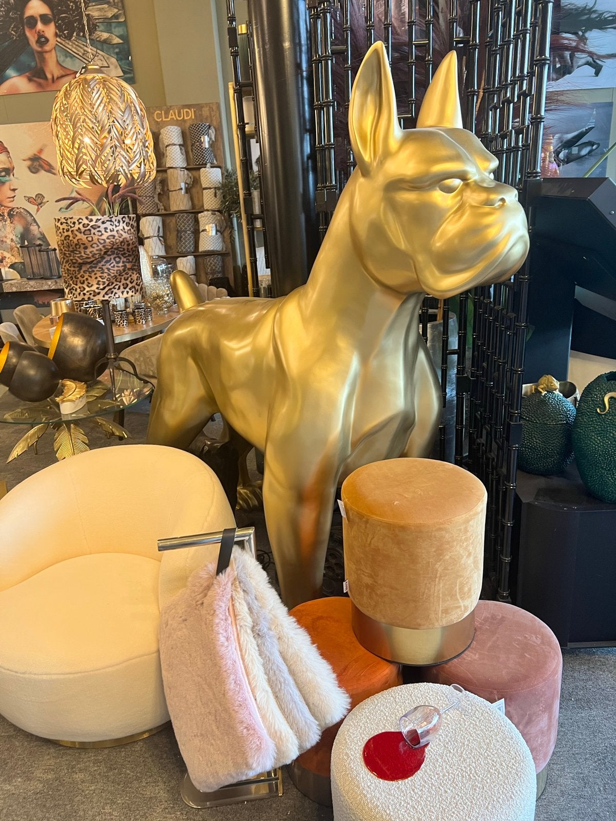 XXL Kare Design Beeld Toto XL Gold Hond 180cm, Nieuw, Kunststof, Ophalen of Verzenden, Goud