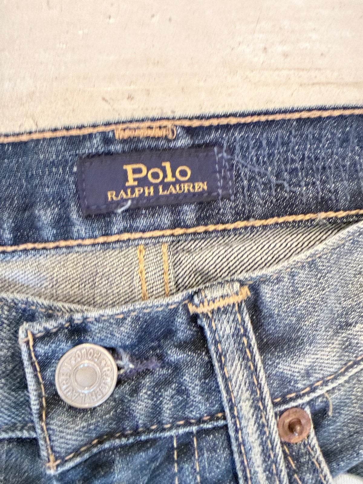 Polo Ralph Lauren  "Waverly Straight" Patchwork Star Jeans, Vintage, Blauw, Vintage, Vintage