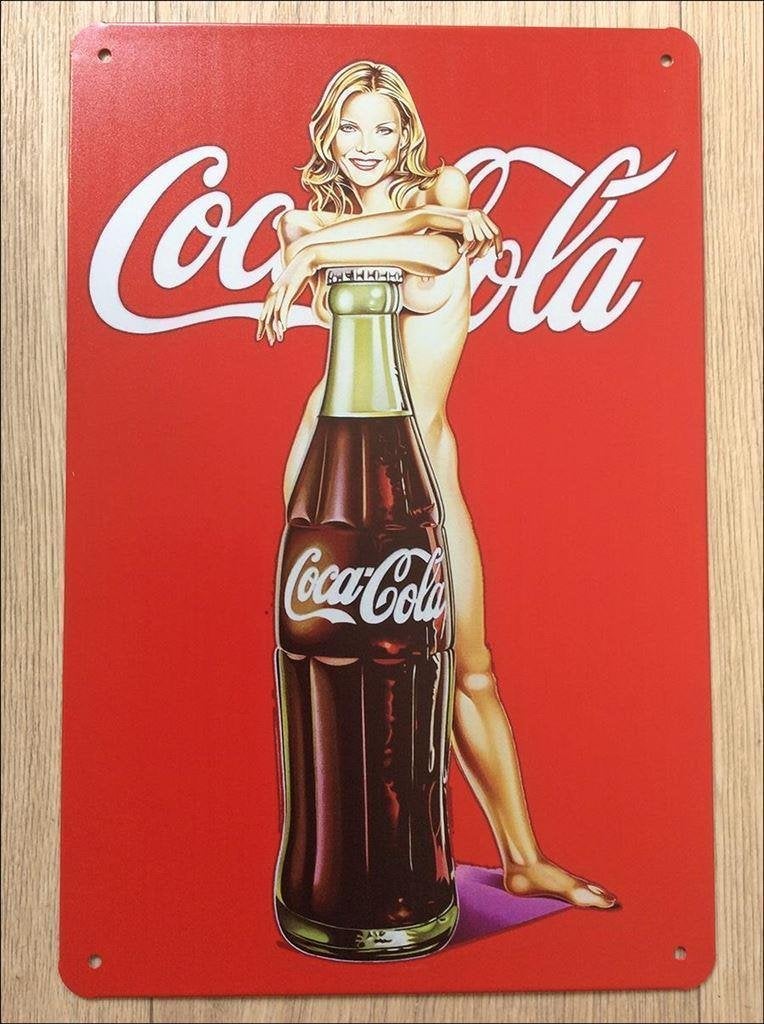 MEL RAMOS Coca Cola Naakt Pin Up Metalen Wandbord Poster, Verzenden, Nieuw, Reclamebord
