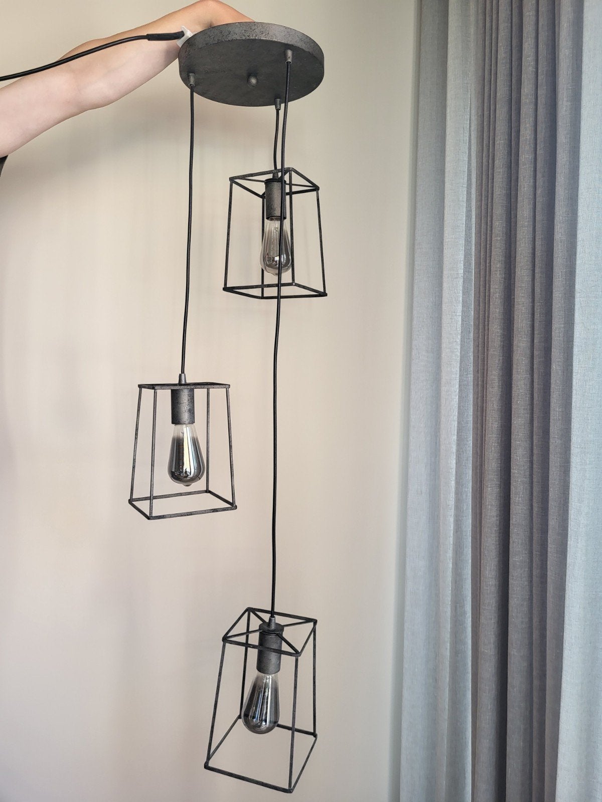 Hanglamp Reefs interior, 3 in hoogte verstelbare lampen, 100 tot 150 cm, Ophalen of Verzenden, Zo goed als nieuw, Metaal