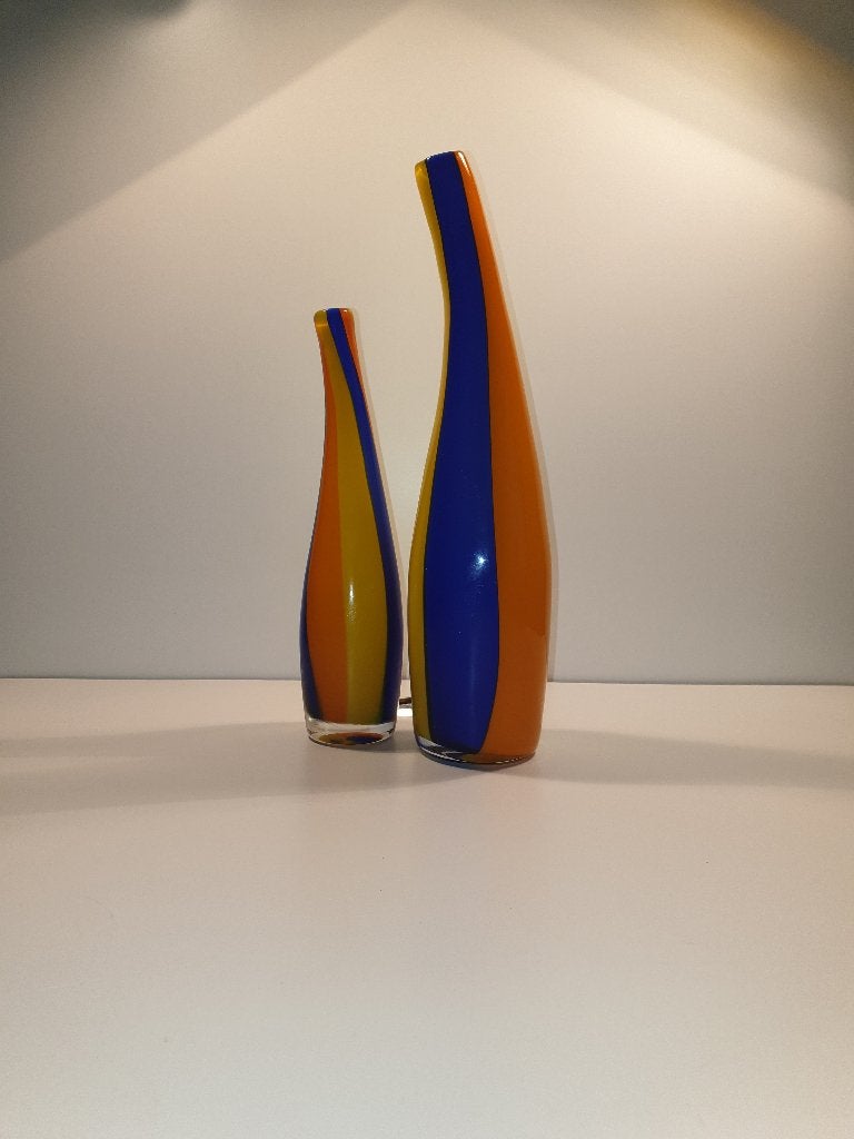 Bijzondere Murano vazenset – Italië, ca. 1965–1970, Meerkleurig, Ophalen of Verzenden, 33 cm, Glas