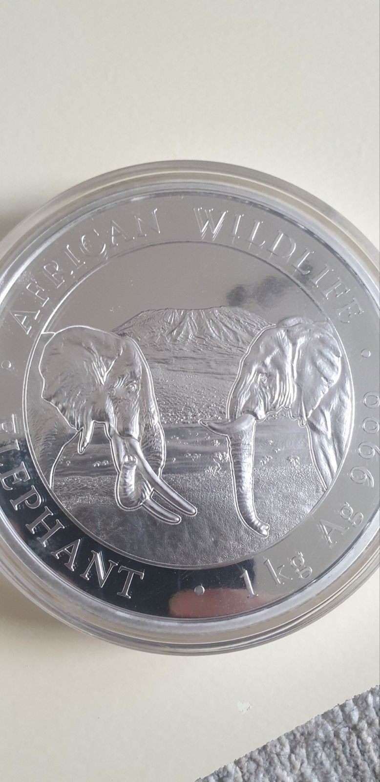 Somalië Afrikaanse Wildlife Olifant 1 kg Zilveren Munt, Ophalen