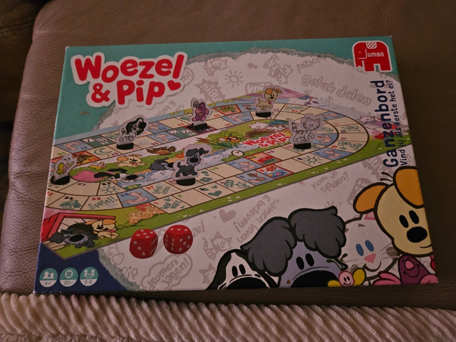 Woezel & Pip Ganzenbord spel, Drie of vier spelers, Ophalen of Verzenden, Zo goed als nieuw, Jumbo