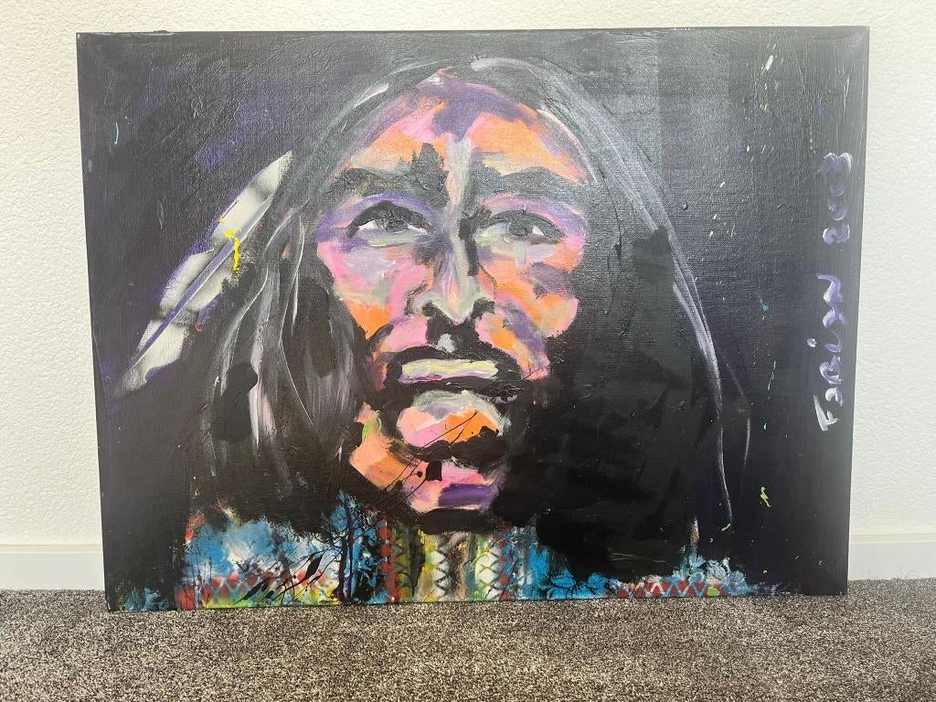 Schilderij – Esper Greger Hagen (2003) – Olieverf - Indiaan, Ophalen