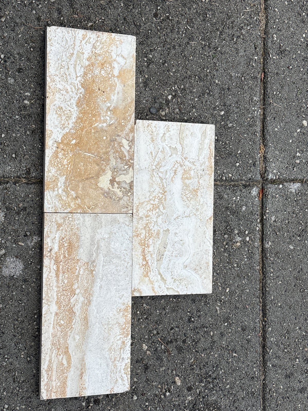Natuursteenlook tegels - Beige/bruin - 60 stuks, Ophalen, Gebruikt, Keramiek, Minder dan 20 cm