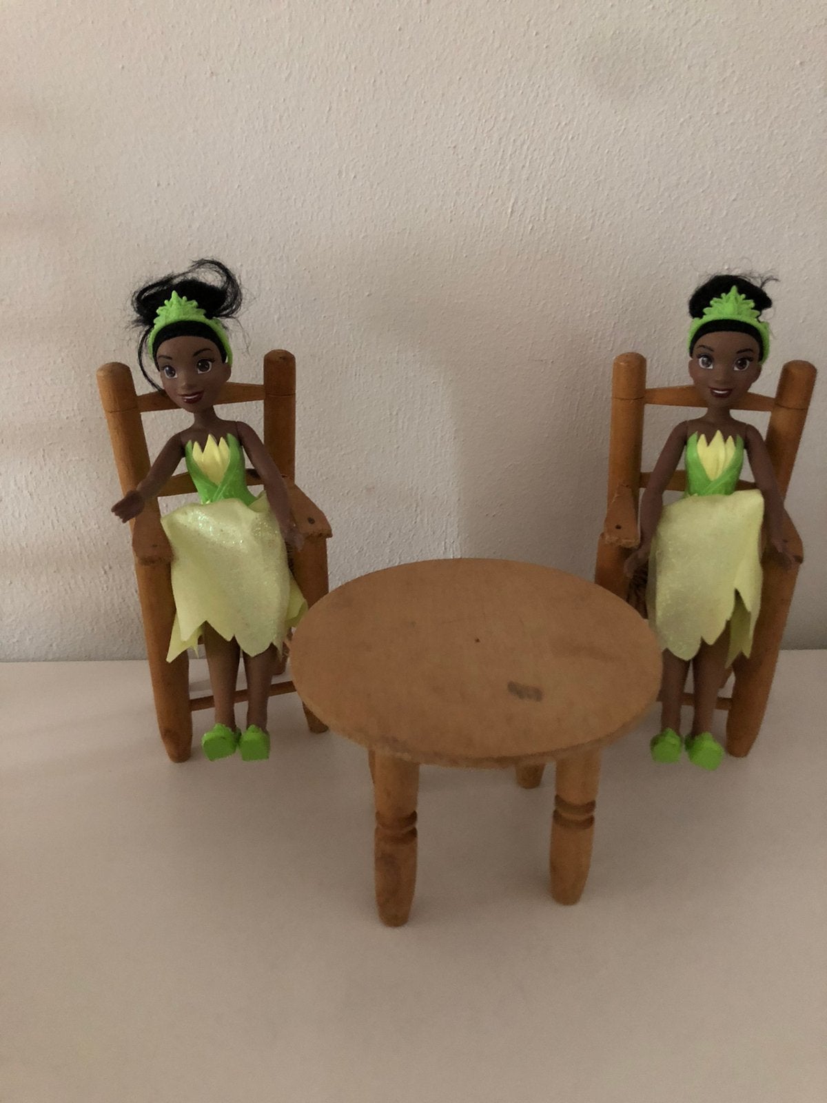 Houten poppentafel + stoelen (vintage), Ophalen of Verzenden, Gebruikt, Babypop