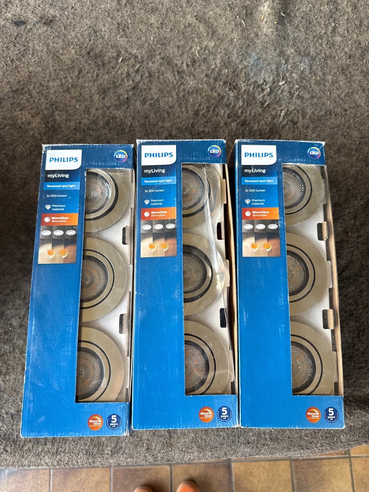 Philips myLiving Inbouwspots LED WarmGlow Dimbaar (3 stuks), Huis en Inrichting, Lampen | Spots, Ophalen, Dimbaar, Nieuw, LED