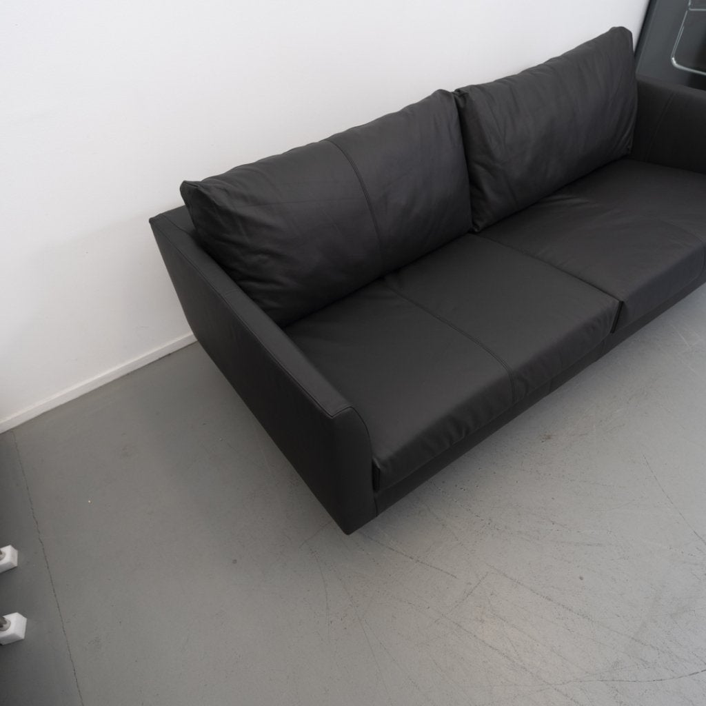 Montis Axel Bank 3-Zits/190cm Zwart Leder - Sledepoot, Huis en Inrichting, Niet ingevuld, Zo goed als nieuw, Niet ingevuld, Niet ingevuld