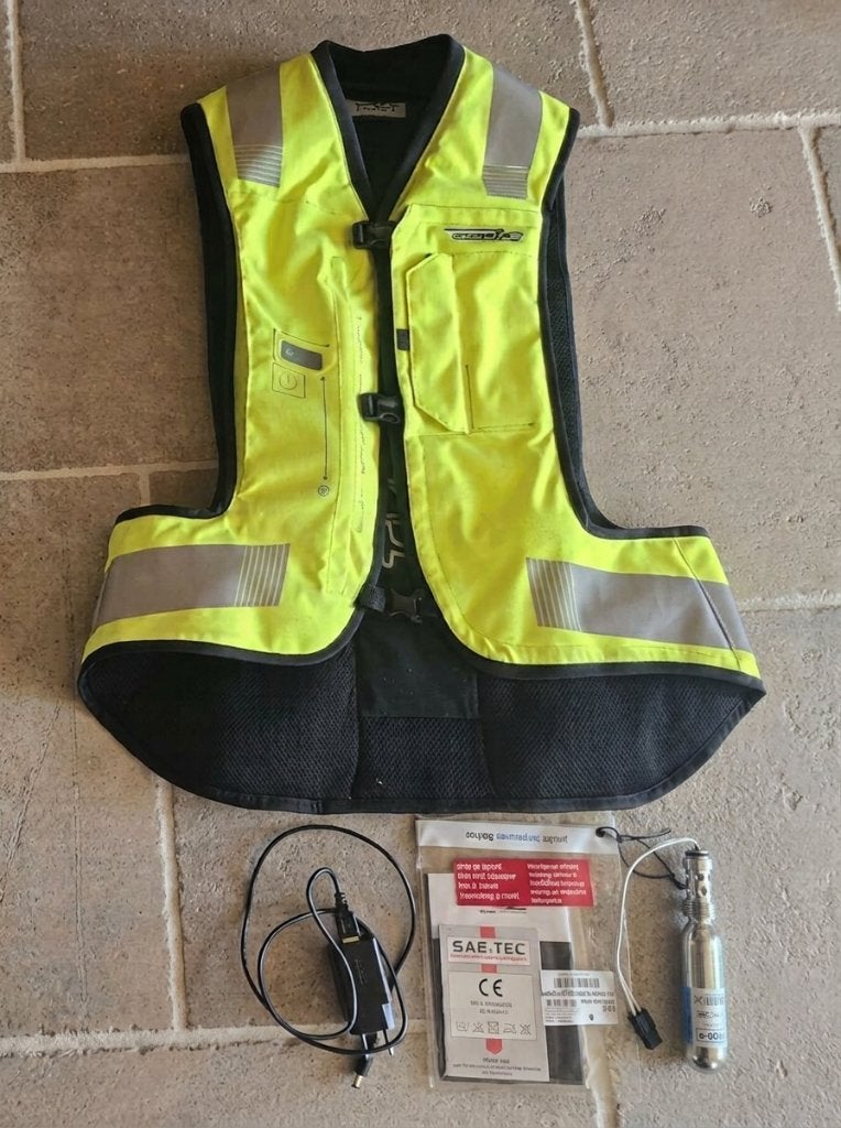 Helite E-Turtle V2 airbag fluo (maat Medium), Motoren, Overige typen, Dames, Ophalen of Verzenden, Helite