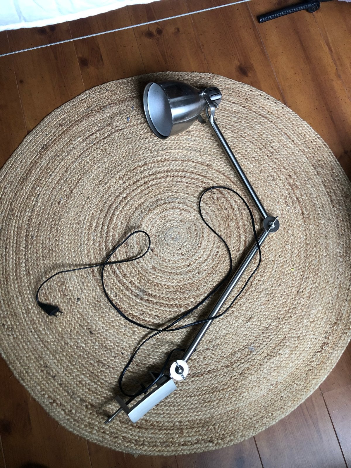 Verstelbare Bureaulamp met Klem - Zilverkleurig Metaal, Huis en Inrichting, Ophalen, Bureaulamp, E27 (groot), Metaal