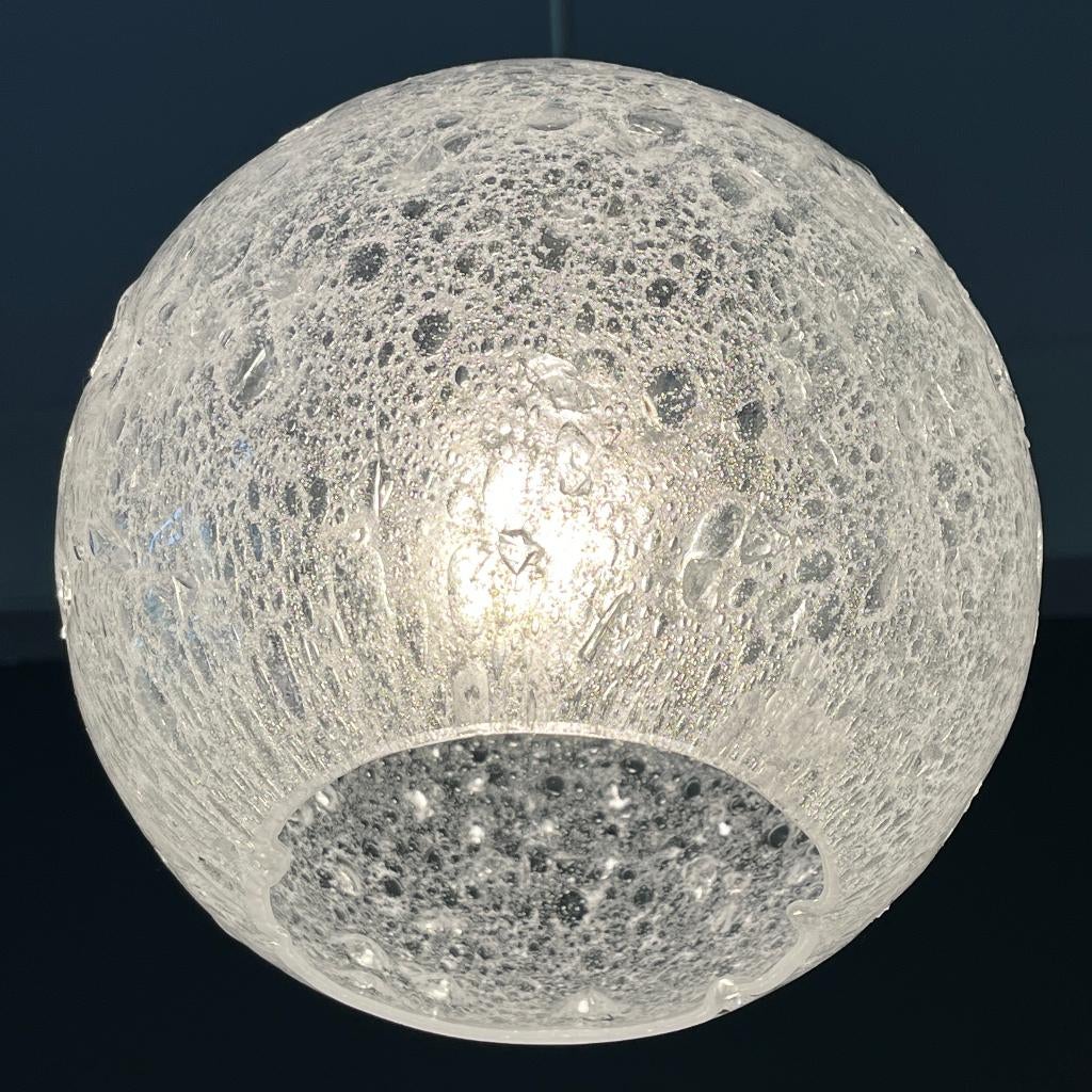 5x jaren 60 70 vintage ice melt glass hanglamp bollamp Doria, Gebruikt, Peill & Putzler, Glas, Glashütte