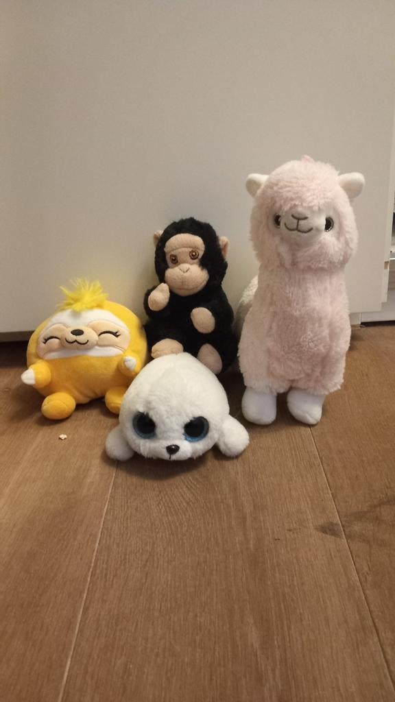 Vier knuffels schatig, Ophalen of Verzenden, Zo goed als nieuw, Meerkleurig, Klein (minder dan 20 cm)