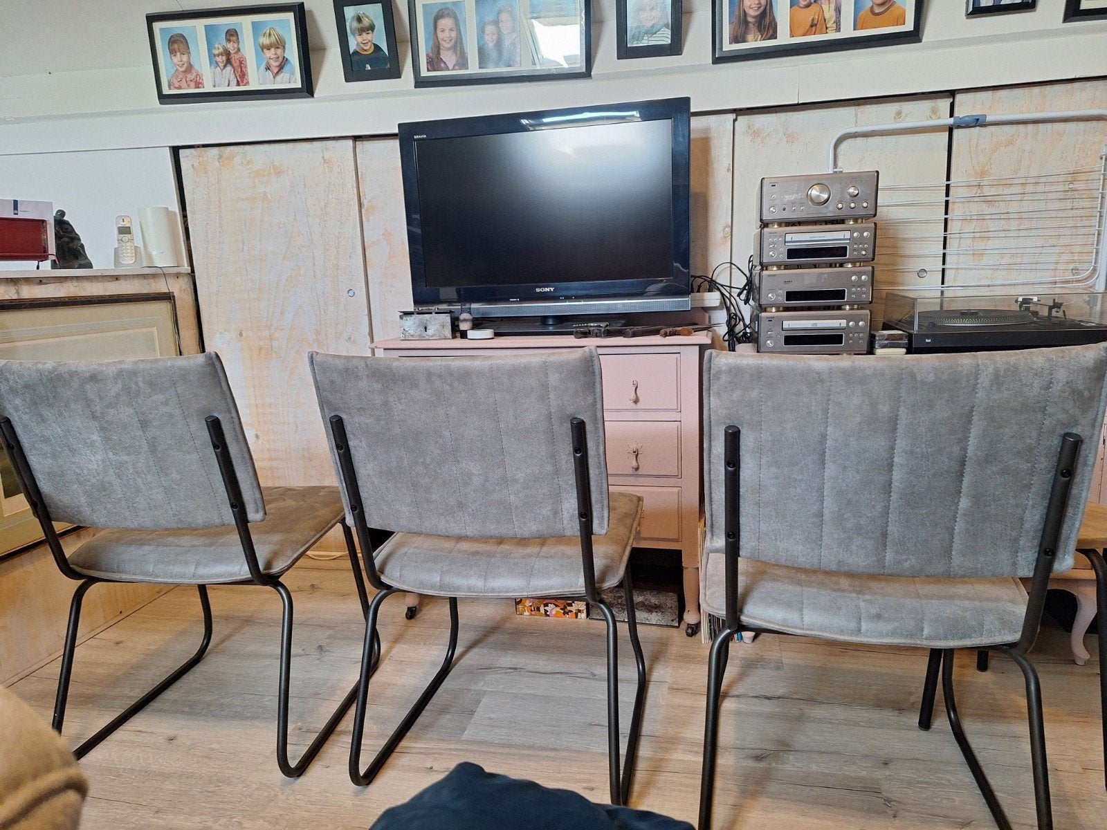 Pronto Wonen Lichte grijze microleder Bora/Bull stoelen, Ophalen, Gebruikt, Drie, Stof