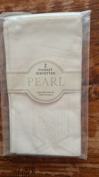 Nieuwe damast servetten: 2x4 stuks Lely en 1x2 stuks Pearl, Overige merken, Damast, Wit, Wasbaar