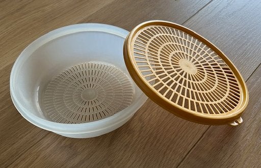 Vergiet zeef Tupperware, Geel, Ophalen of Verzenden, Overige materialen, Overige merken