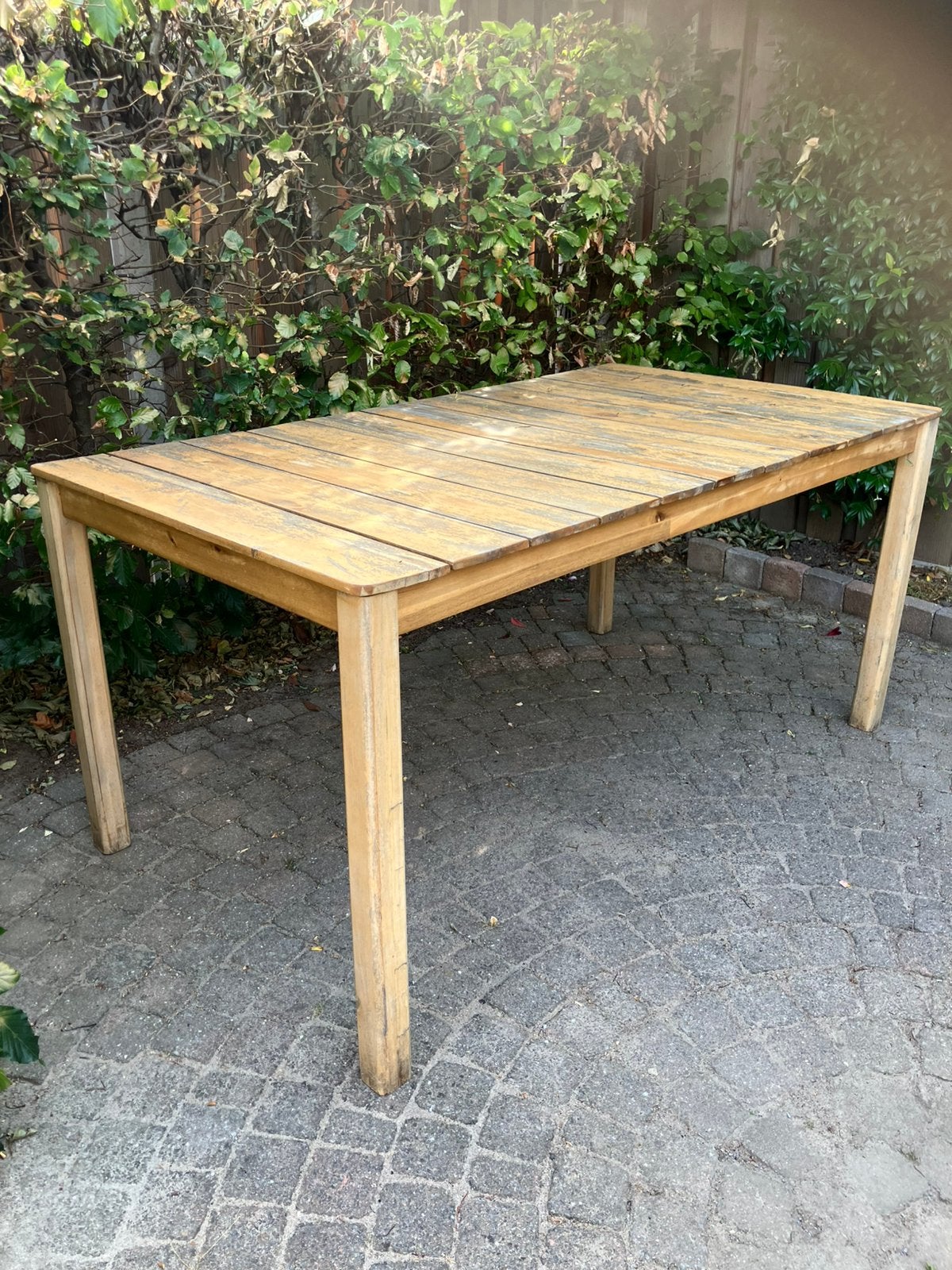 Tuintafel, zelf schuren en beitsen, Ophalen, Gebruikt, Rechthoekig, Hout