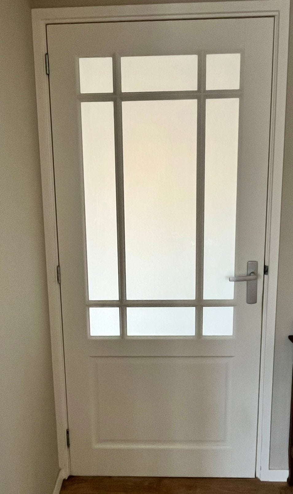 Witte houten binnendeur met glazen ruitjes, Ophalen, Zo goed als nieuw, Binnendeur, 200 tot 215 cm