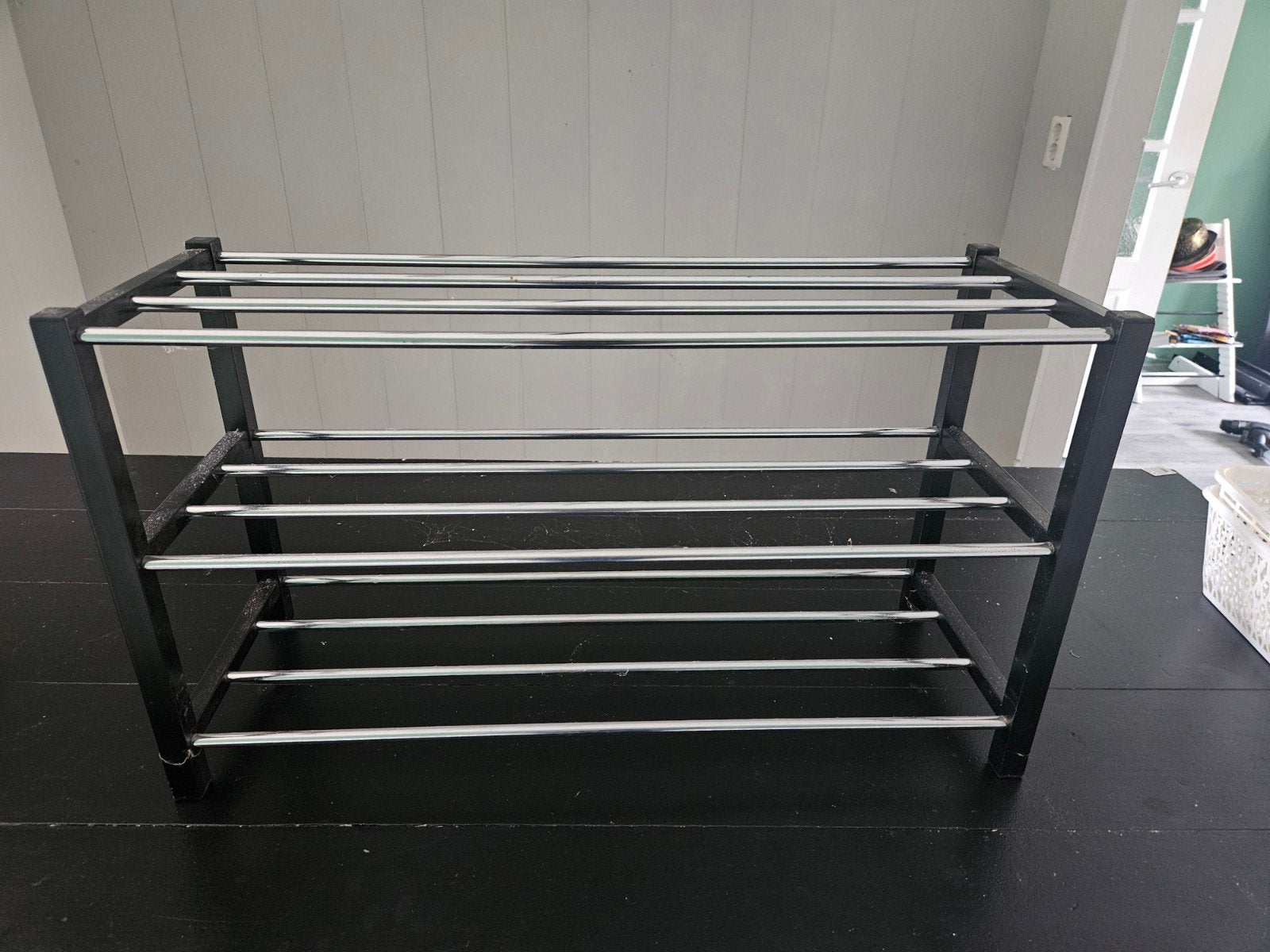 Schoenenrek met 3 lagen, zwart en chroom, Ophalen of Verzenden, Gebruikt