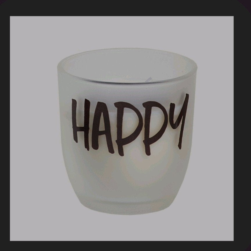 Happy waxinelichthouder - wit glas, Huis en Inrichting, Woonaccessoires | Kandelaars en Kaarsen, Wit, Waxinelichthouder, Nieuw