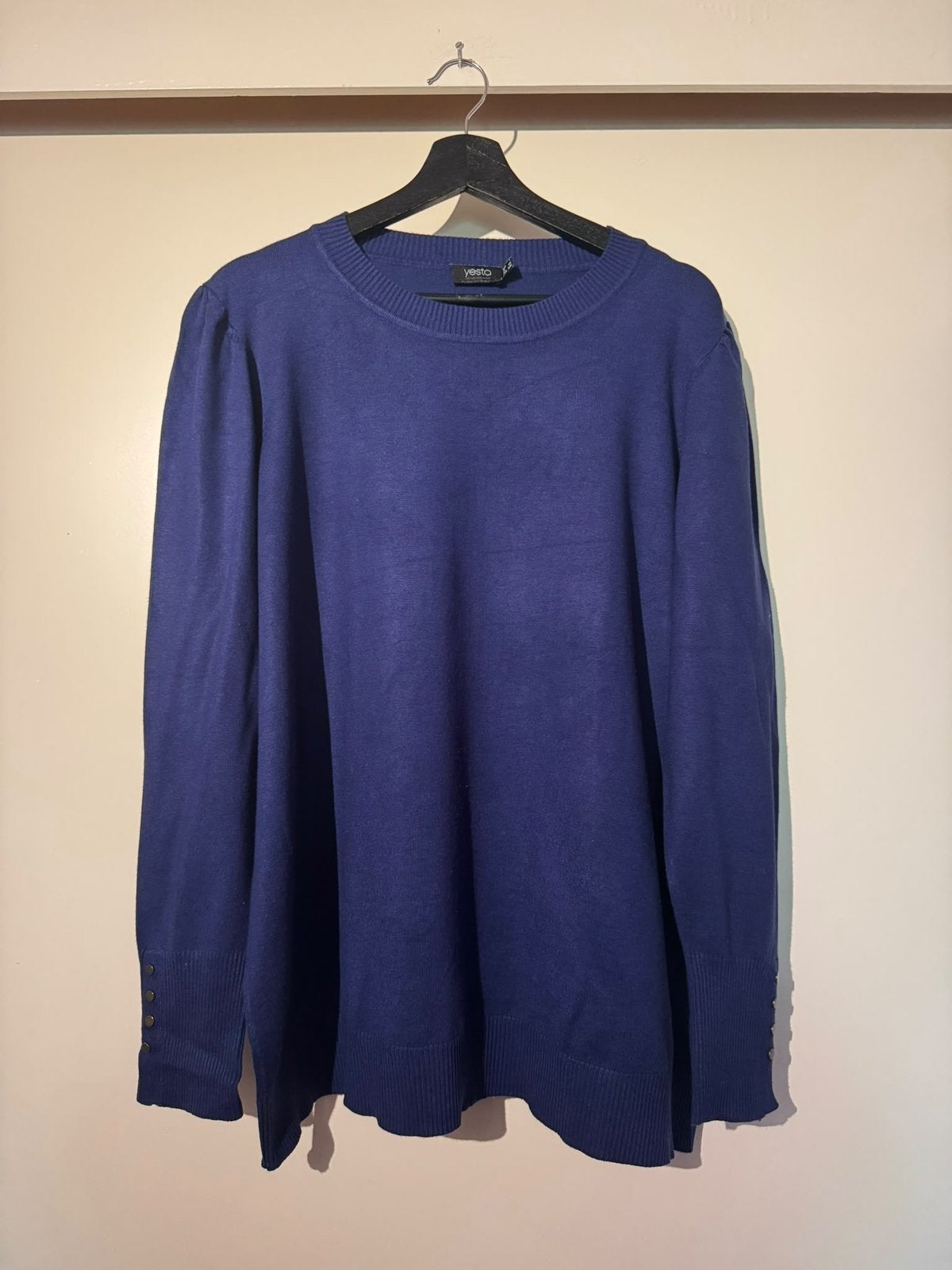 Paars/blauwe trui van yesta maat 48, Ophalen of Verzenden, Zo goed als nieuw, Blauw, Trui of Vest