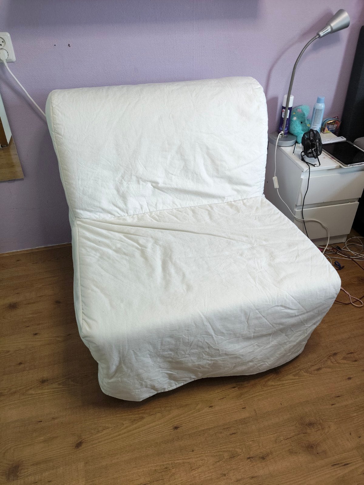 IKEA Lycksele slaapstoel - wit, Huis en Inrichting, Ophalen, Gebruikt, Eenpersoons, Wit