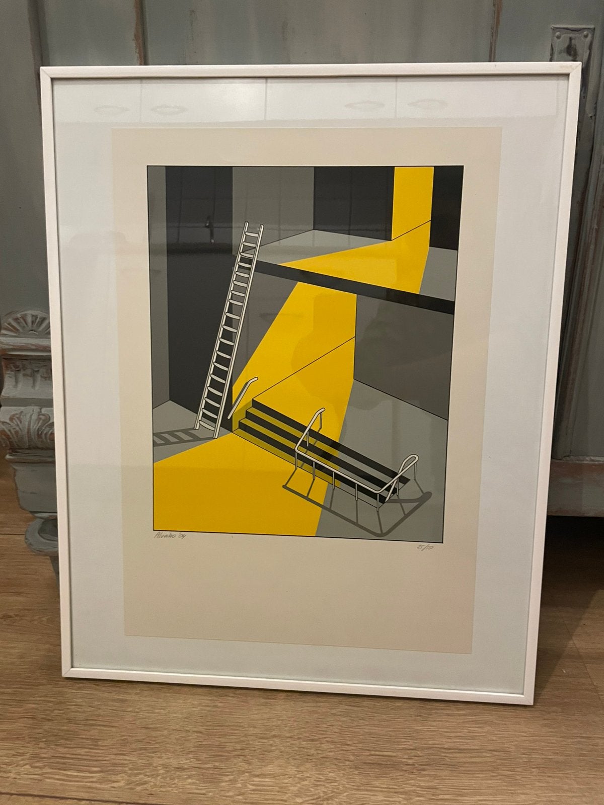 Prachtige zeefdruk Alvaho 1984 Steps Fred van Houten, Antiek en Kunst, Ophalen of Verzenden