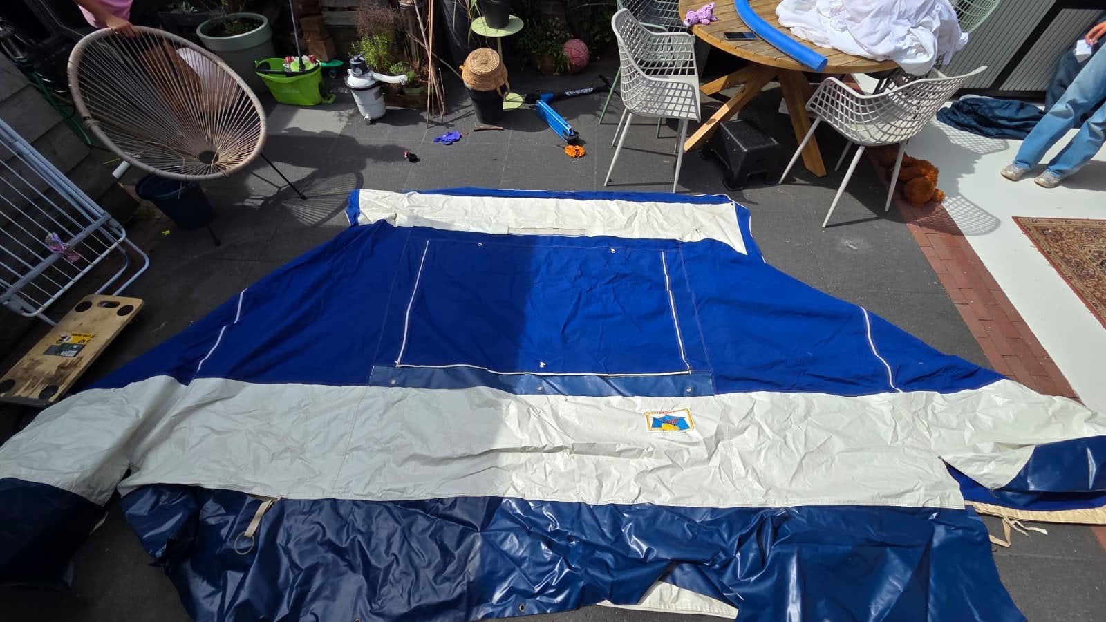 camp winterstar voortent wintertent caracan - Blauw/Wit, Ophalen, Gebruikt