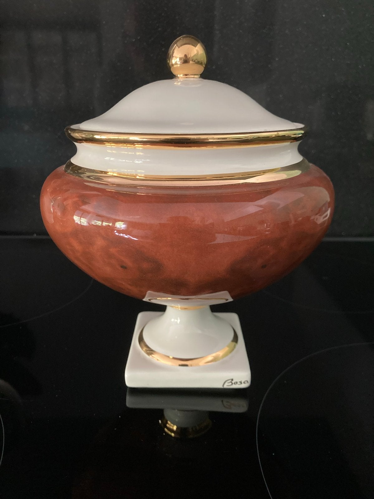 Bosa Ceramiche Bonbonnière - Handgedecoreerd met 24krt Goud, Ophalen of Verzenden