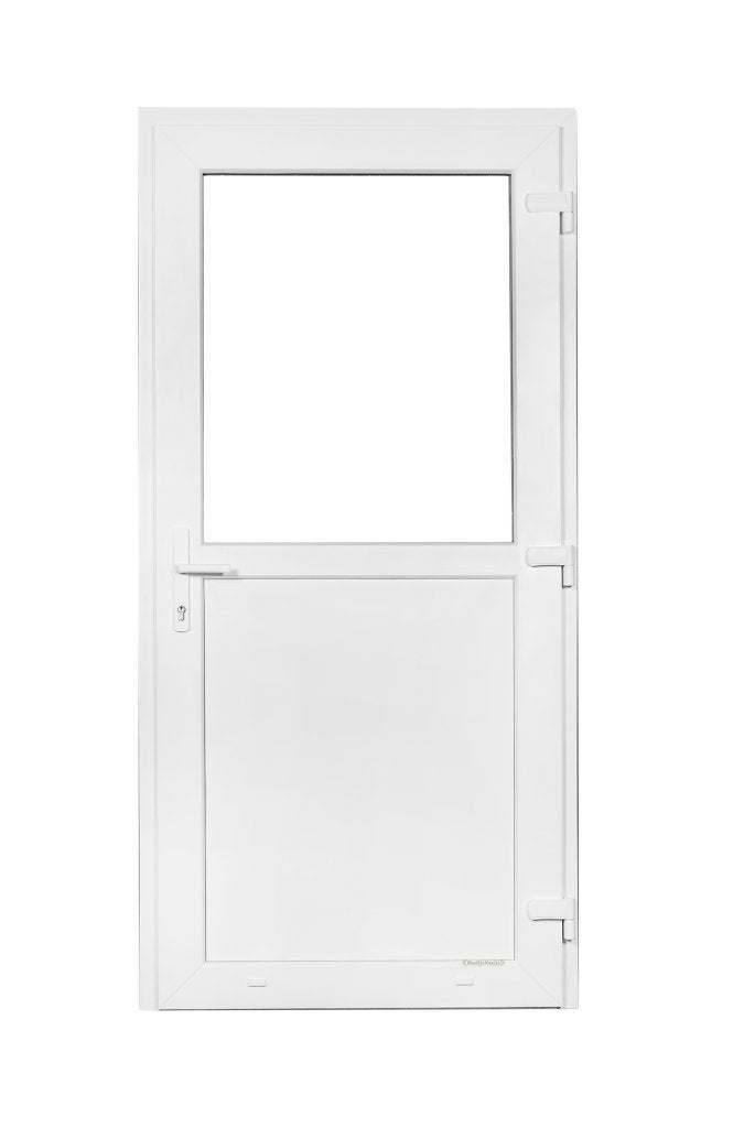 Kunststof Buitendeur 1/2 Glas Buiten B85 H185cm Wit, Niet ingevuld, Kunststof, 80 tot 100 cm, Nieuw