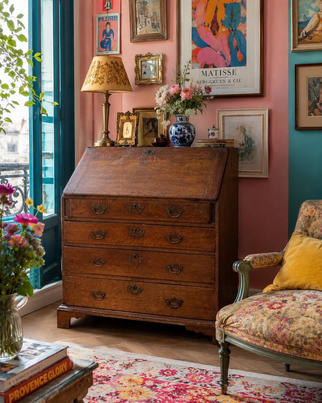 Antiek eiken Nederlands secretaire 1900, Ophalen