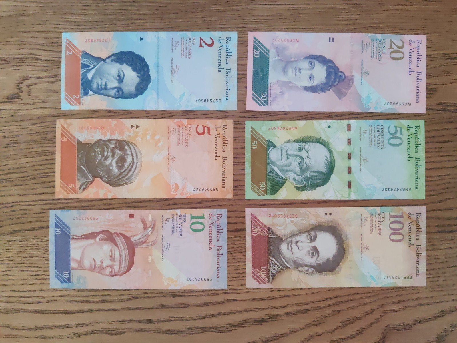 Venezuela Bolivar biljetten set (P-88 t/m P-93) UNC, Ophalen of Verzenden, Zuid-Amerika, Setje