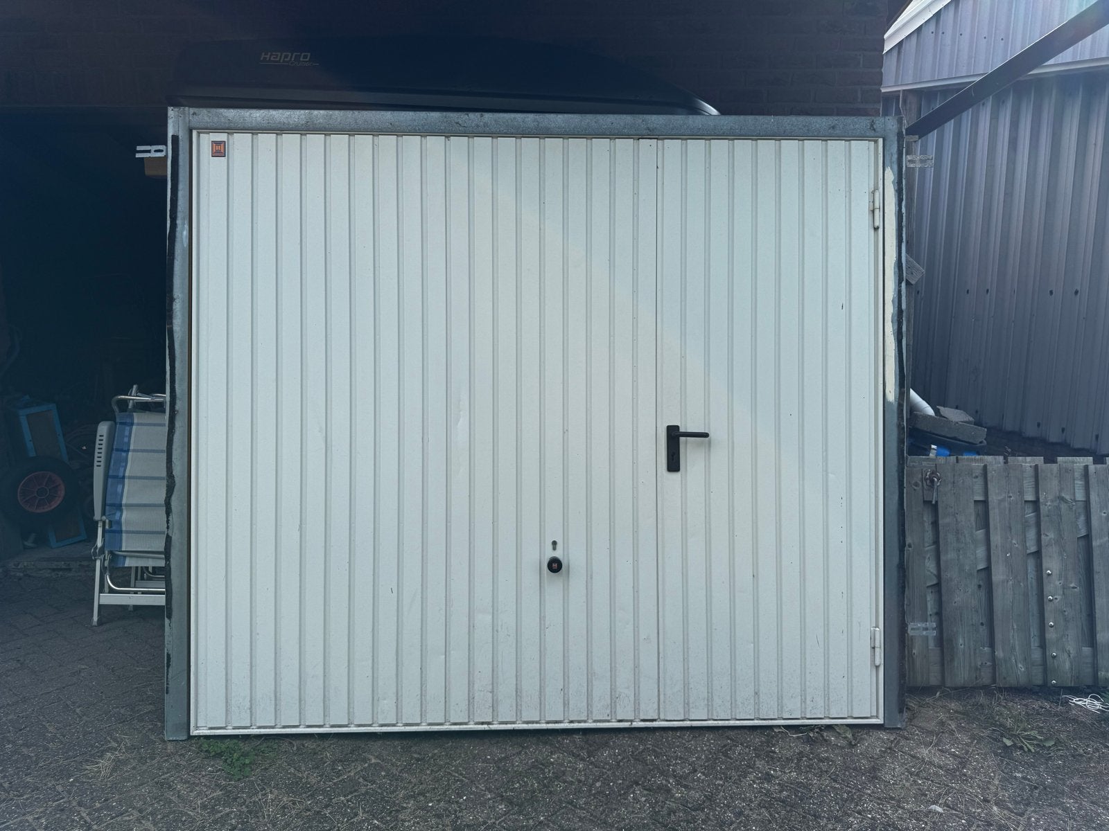 Hormann garagedeur met loopdeur - totaal 260cm breed, Doe-het-zelf en Verbouw, Deuren en Horren, Ophalen, Gebruikt, Garagedeur
