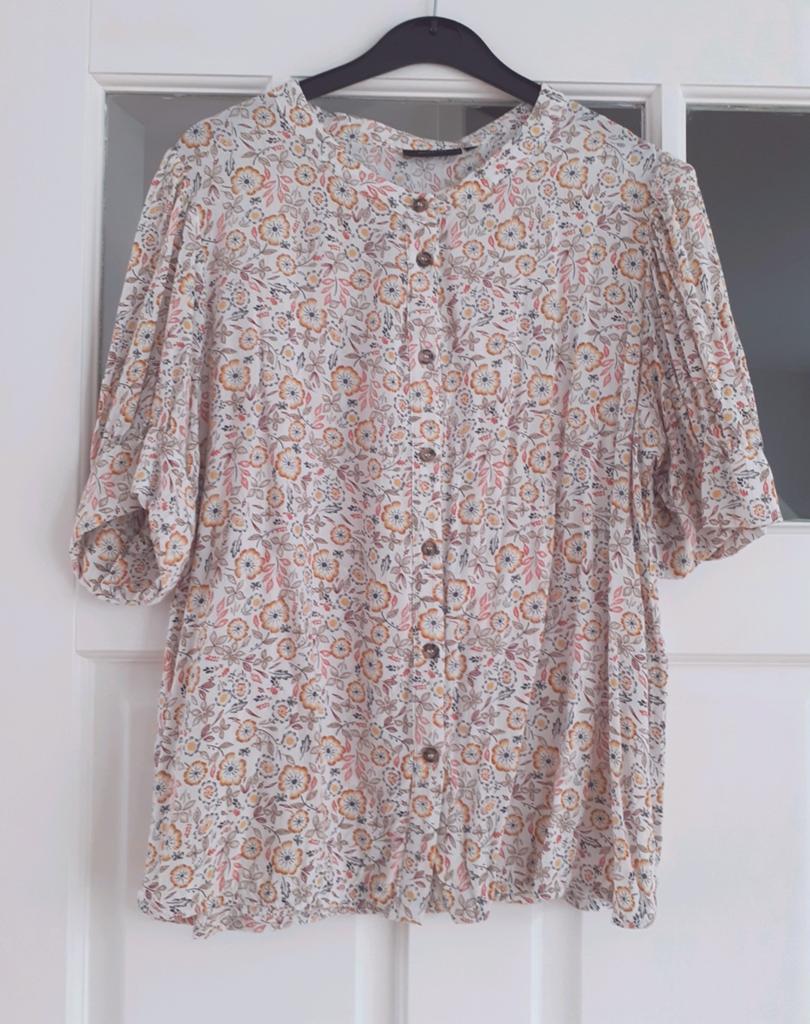 Peppercorn blouse met pofmouwtjes maat L, Blauw, Maat 42/44 (L), Ophalen of Verzenden, Zo goed als nieuw