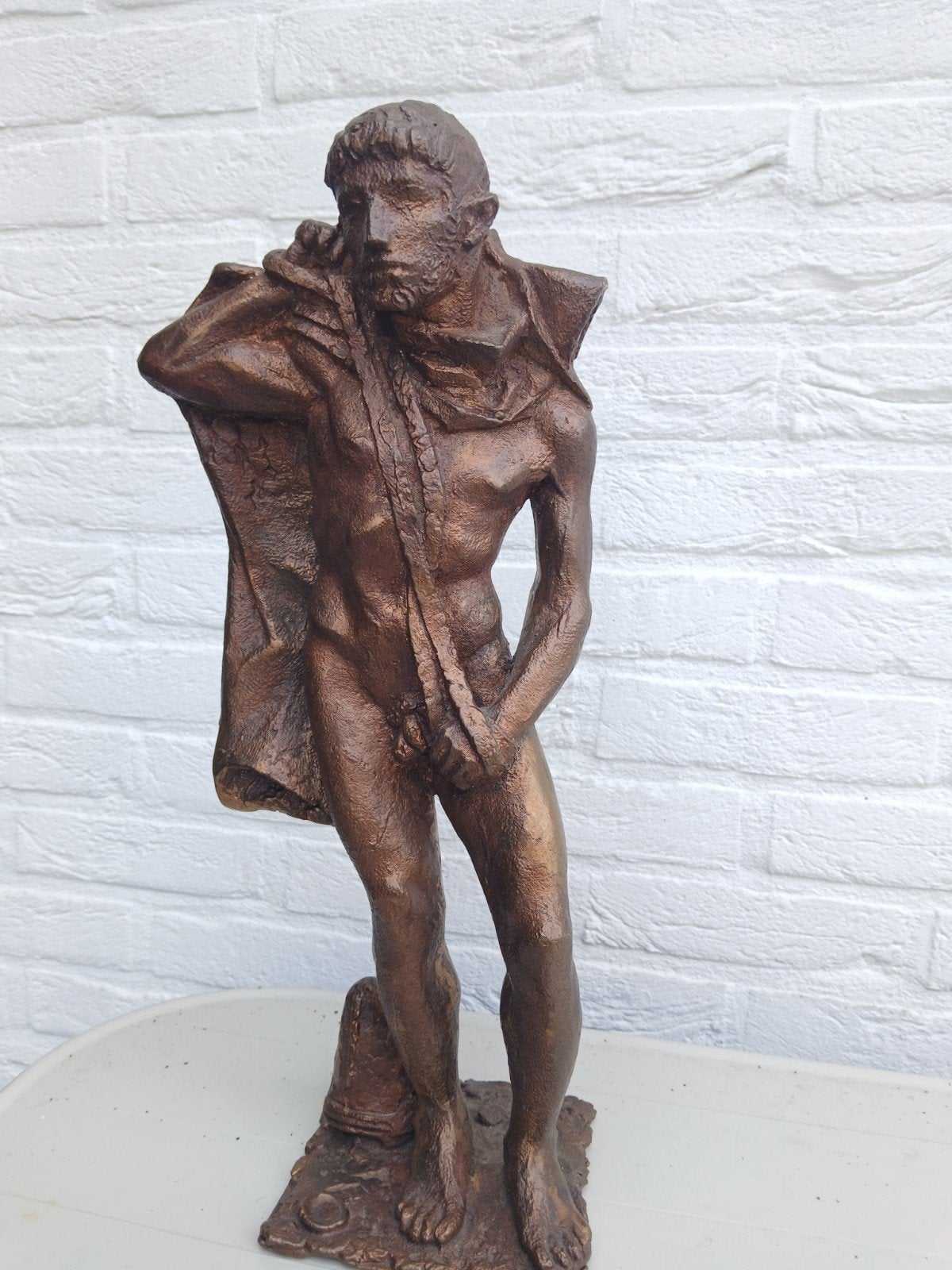 zwaar naakt bronzen Hercules met gietstempel, Ophalen of Verzenden