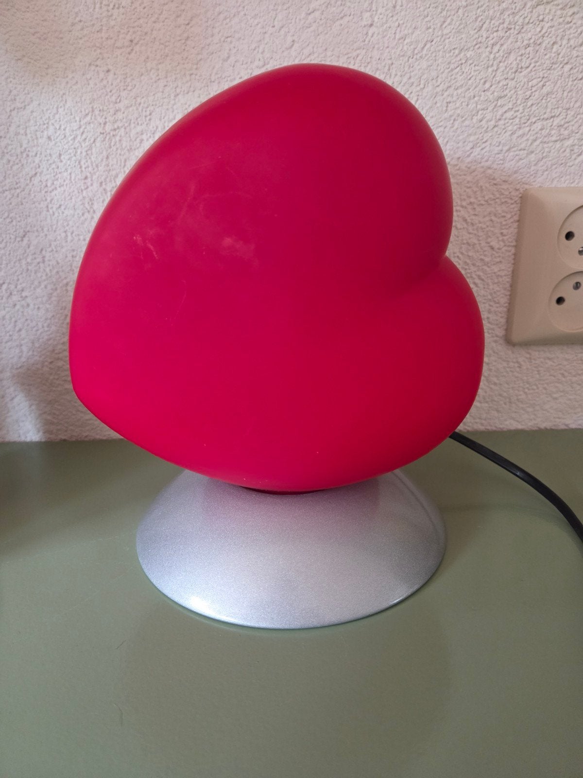 Vintage pop-art IKEA Julen Tafellamp - Rood/Zilver - Sfeerla, Gebruikt, Met schakelaar, Ophalen of Verzenden, Sfeerlamp