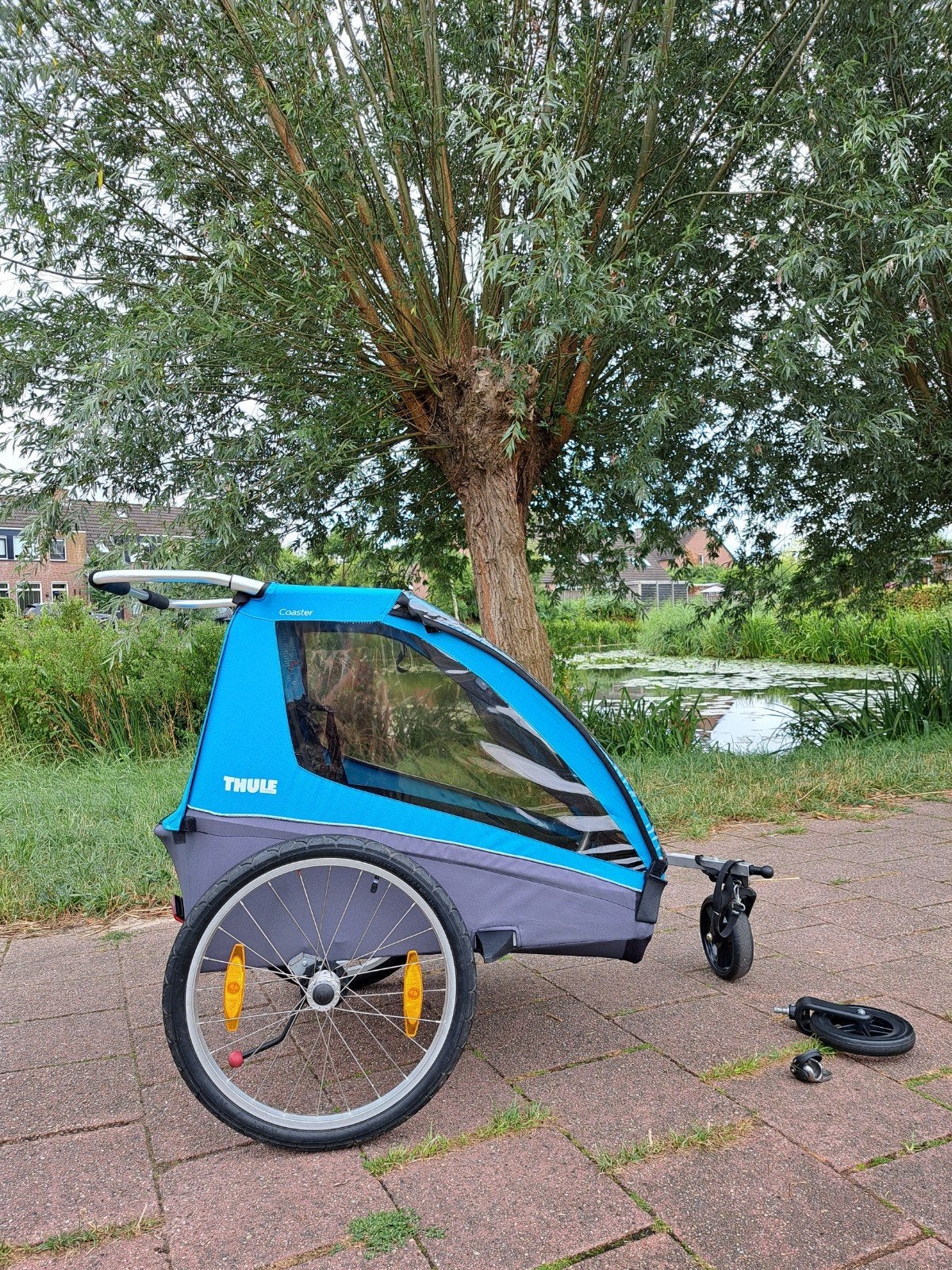 Thule Coaster XT Kinderfietskar - Blauw, Ophalen, Gebruikt, Opvouwbaar, 40 tot 60 kg