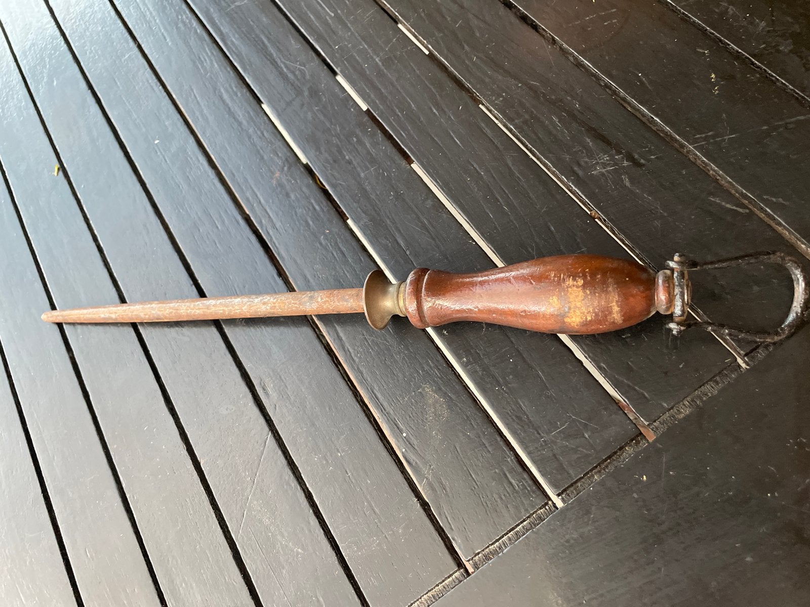 Antieke aanzetstaal met houten handvat, Ophalen of Verzenden