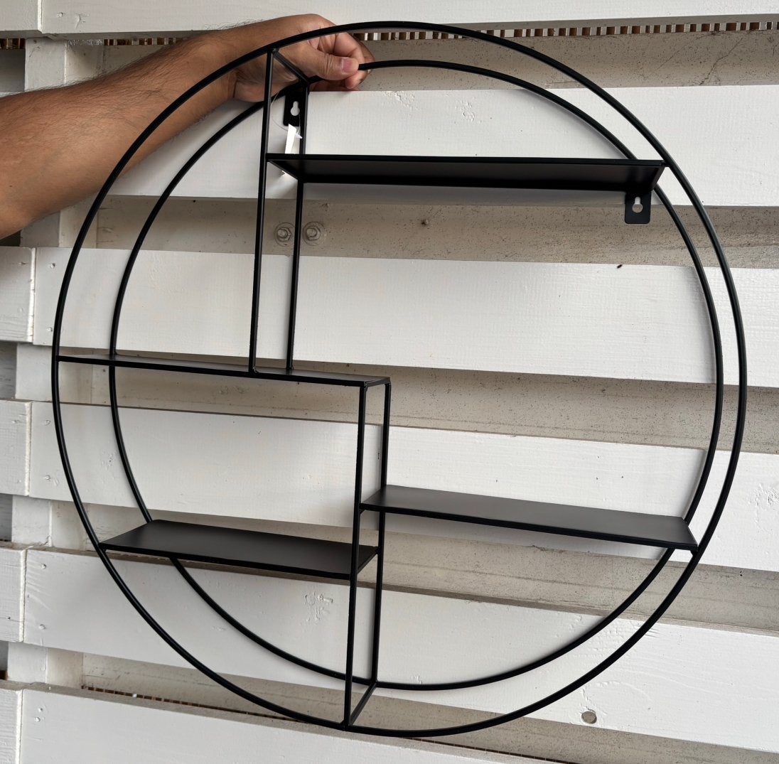 Zwarte ronde wandplank / wandrek industrieel design, Ophalen, Zo goed als nieuw