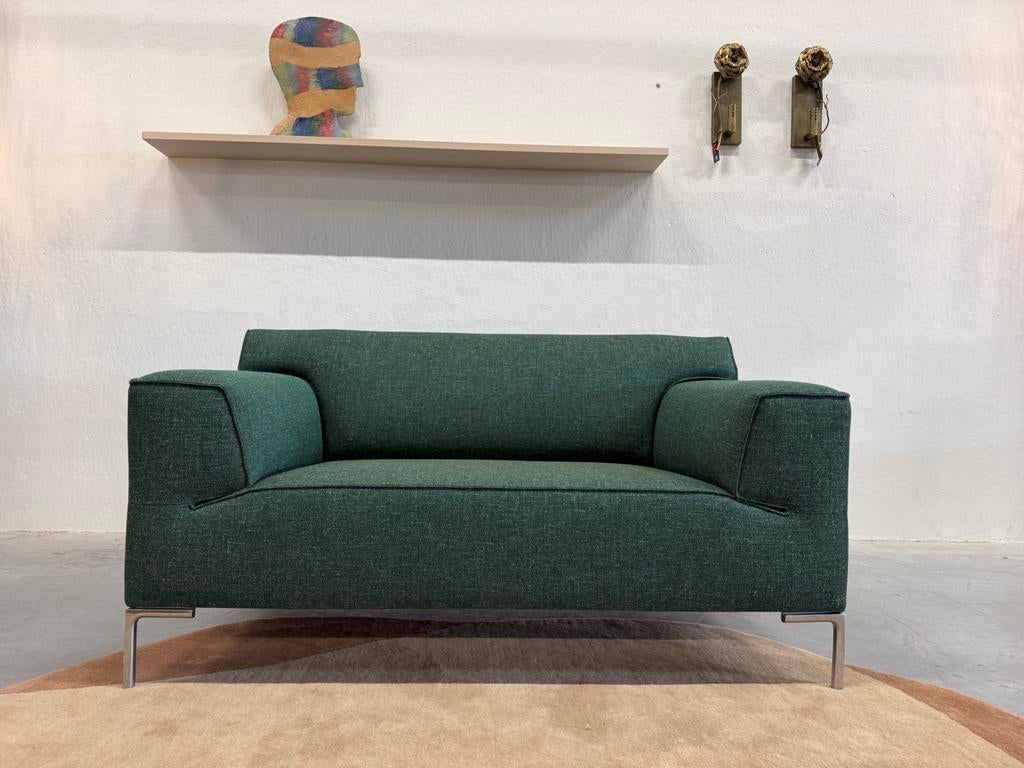 Nieuw Design on Stock Bloq Loveseat Bank Groen stof 152, 75 tot 100 cm, Ophalen of Verzenden, Rechte bank, Minder dan 150 cm