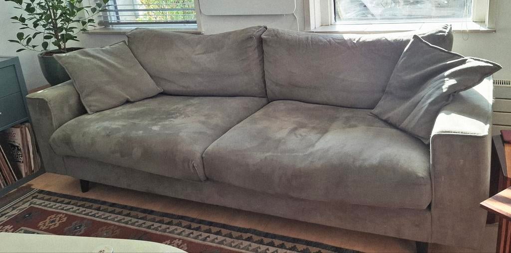 Goosens 3 zits bank olijf  Jonas loungebank, Gebruikt, 75 tot 100 cm, Ophalen of Verzenden, Stof