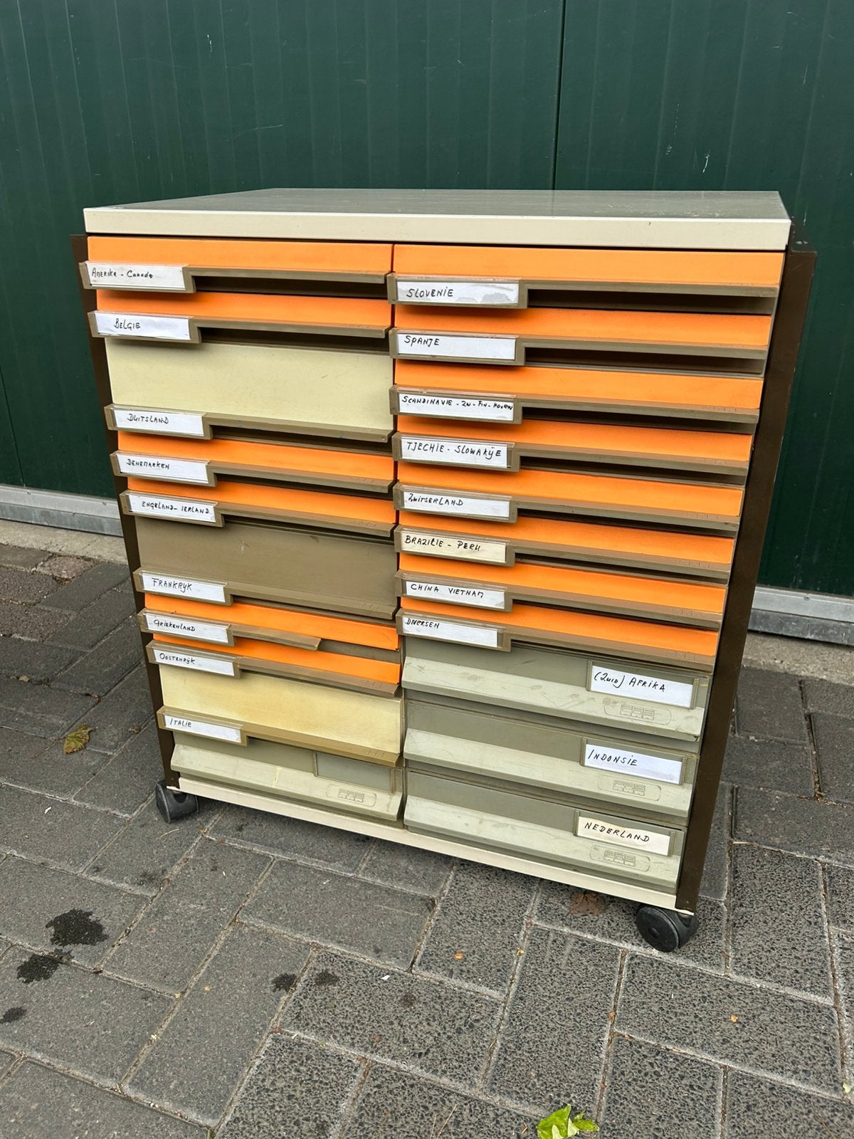 Vintage/ industriële archief/ ladekast, jaren 70, oranje, Ophalen, Kunststof, Vintage, ?