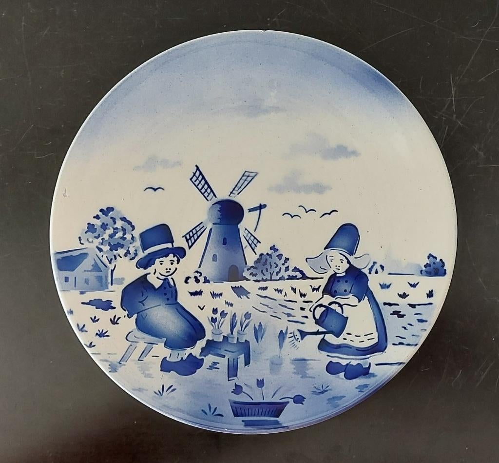 Vintage wandbord blauw wit klederdracht boer boerin, Ophalen of Verzenden