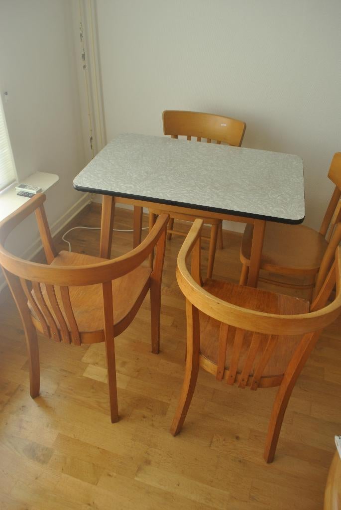Tafel met 4 stoelen, vintage, Ophalen, Huis en Inrichting