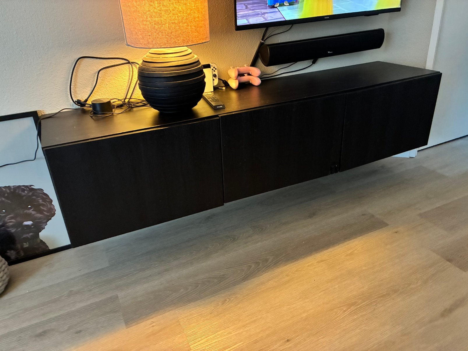 Zwart tv meubel ikea, Ophalen, Gebruikt, 150 tot 200 cm, Minder dan 100 cm