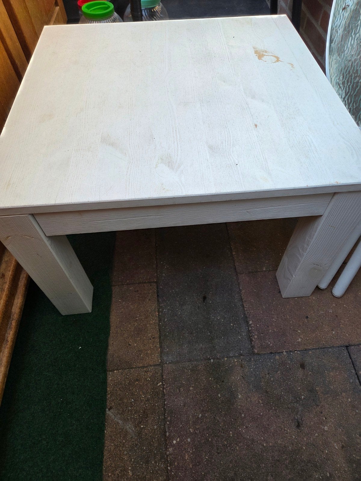 Witte houten bijzettafel - Gebruikt, Ophalen, Minder dan 50 cm, Gebruikt, Vierkant