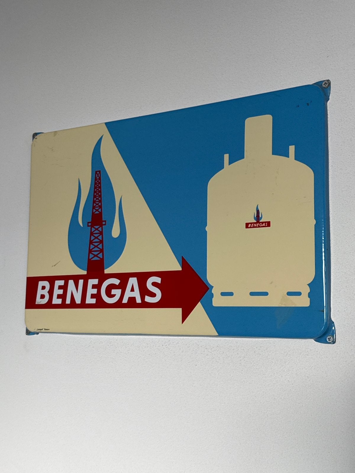 Vintage Benegas Emaille Reclamebord, Antiek en Kunst, Ophalen of Verzenden