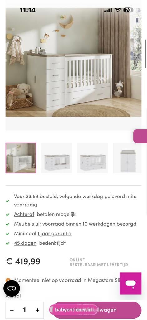 Combinatie Ledikant met commode born lucky memphis en matras, Ophalen, Gebruikt, 70 tot 85 cm, 140 tot 160 cm