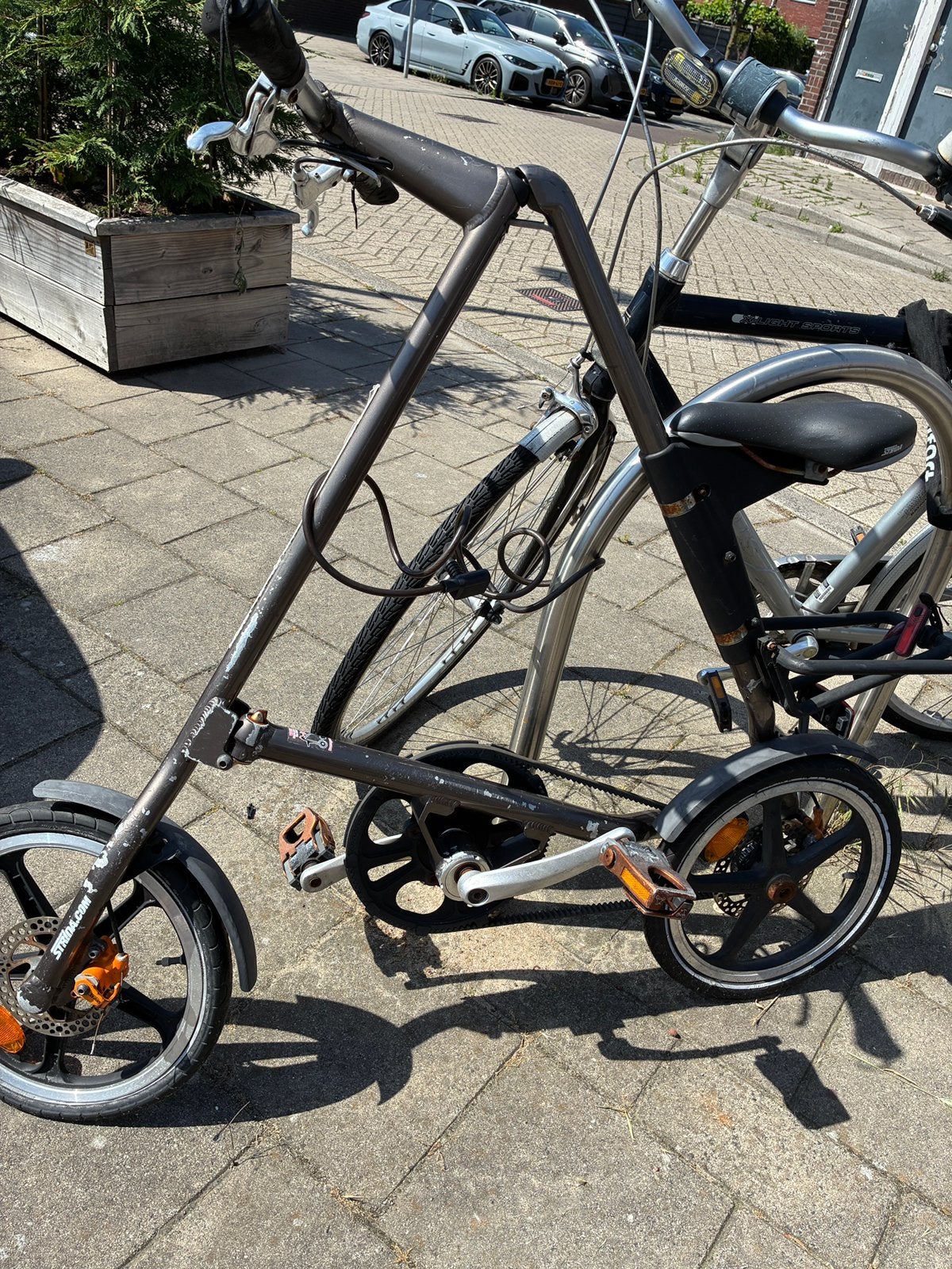 Oude strida vouwfiets, Ophalen, Gebruikt