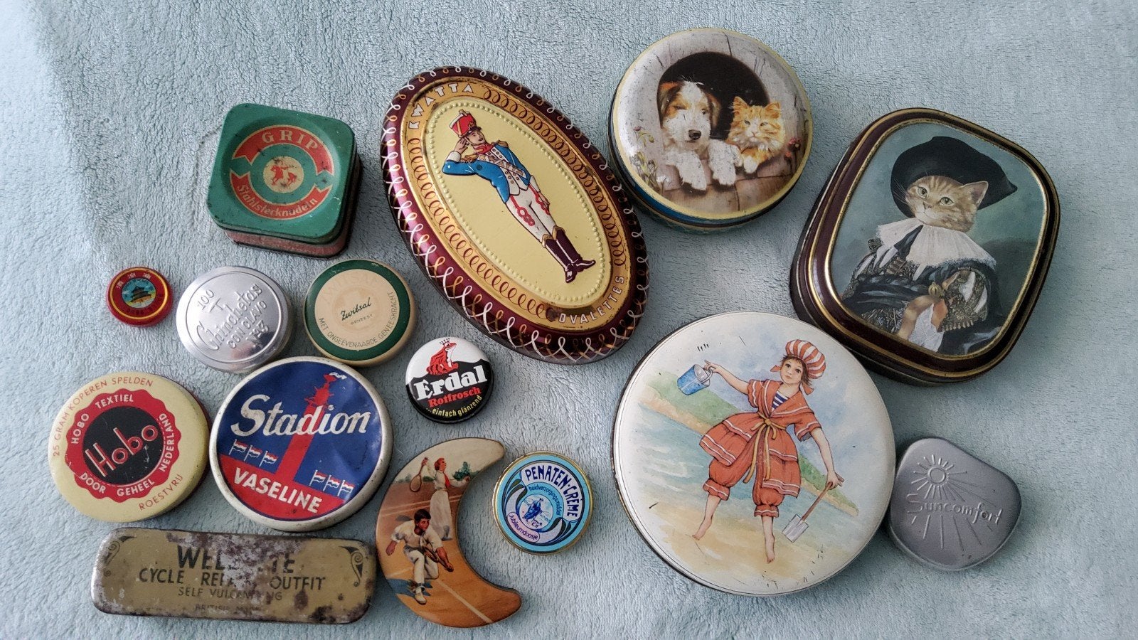 Oude retro blikken KWATTA HORNER POES HOND BLIK, Verzamelen, Blikken, Ophalen of Verzenden, Gebruikt, Overige