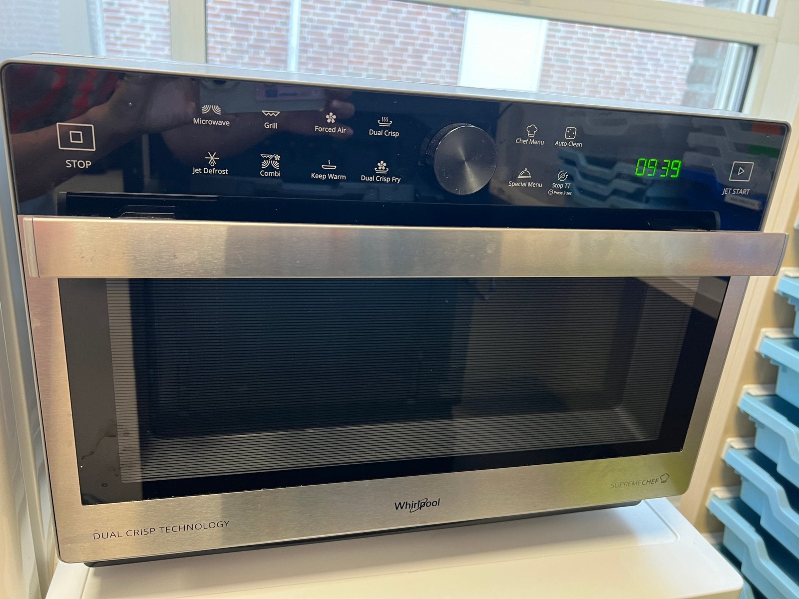 Whirlpool Supreme Chef combimagnetron Dual crisp, Ophalen, Minder dan 45 cm, Zo goed als nieuw, Oven met grill